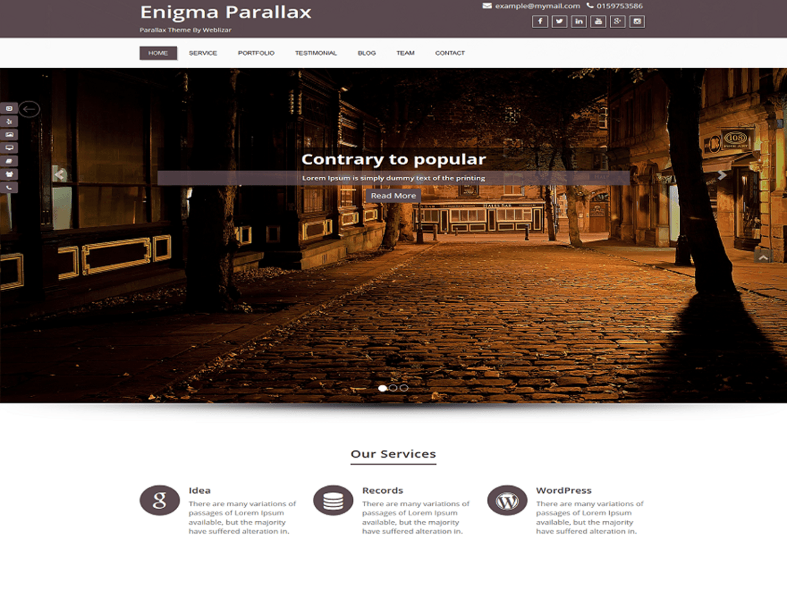 free parallax scrolling wordpress themes enigma