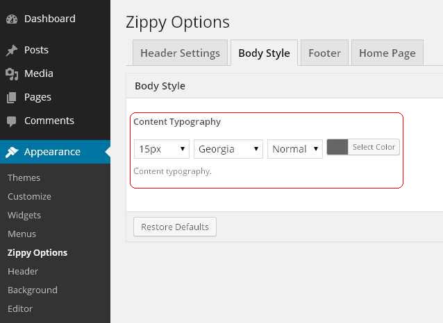 Zippy wordpress theme