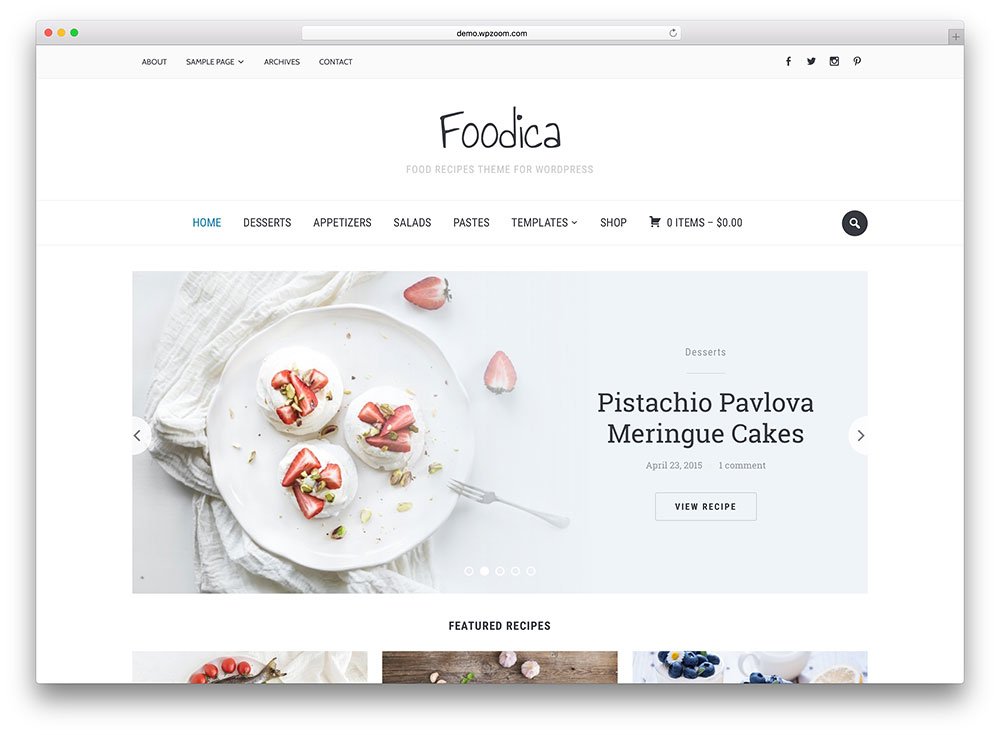 minimalist wordpress themes foodica