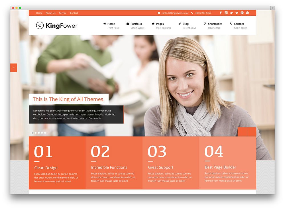 education wordpress theme kingpower