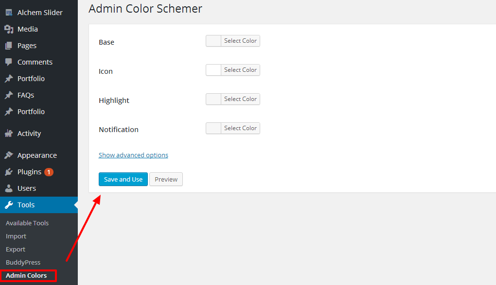 Admin Color SchemerWordPress