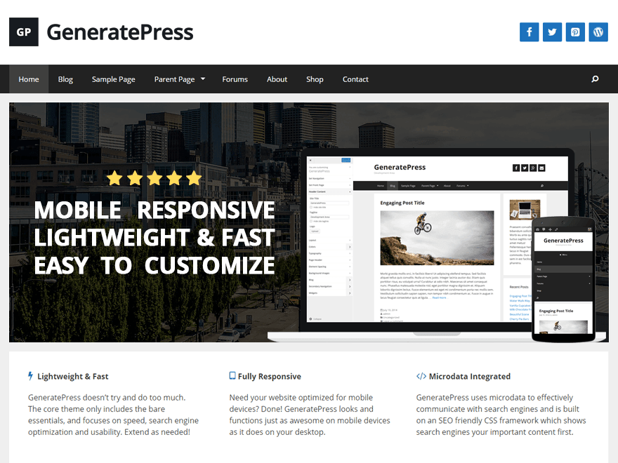 free business wordpress themes GeneratePress