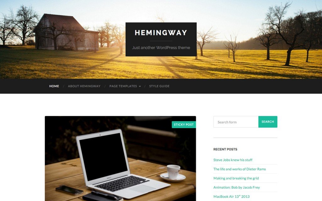 parallax scrolling wordpress themes hemingway