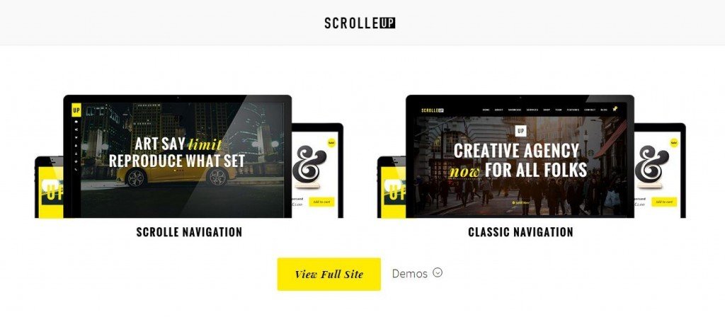 one page wordpress themes scrollup