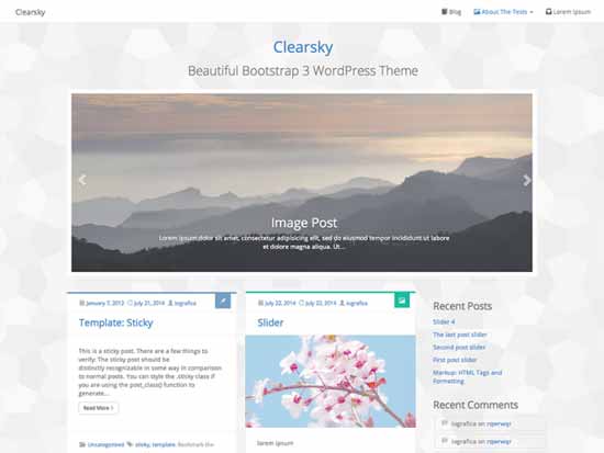 free bootstrap wordpress themes Clearsky