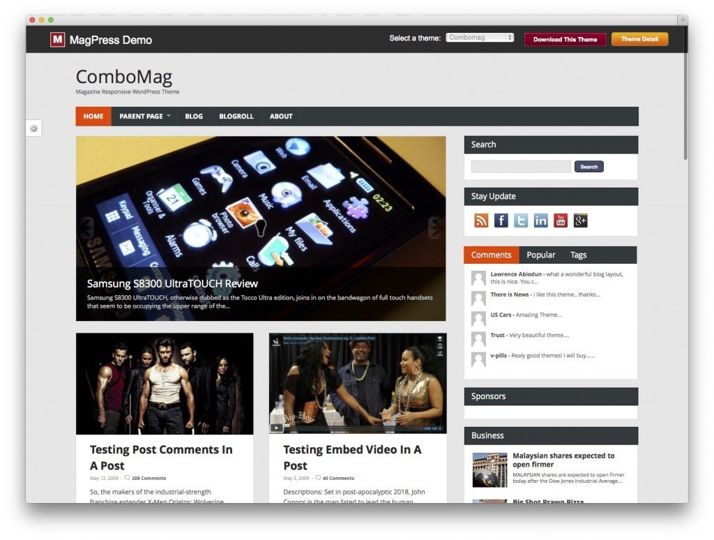 Free magazine wordpress themes ComboMag