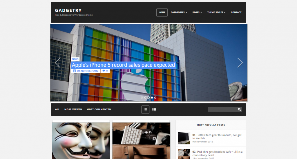 free bootstrap wordpress themes Gadgetry