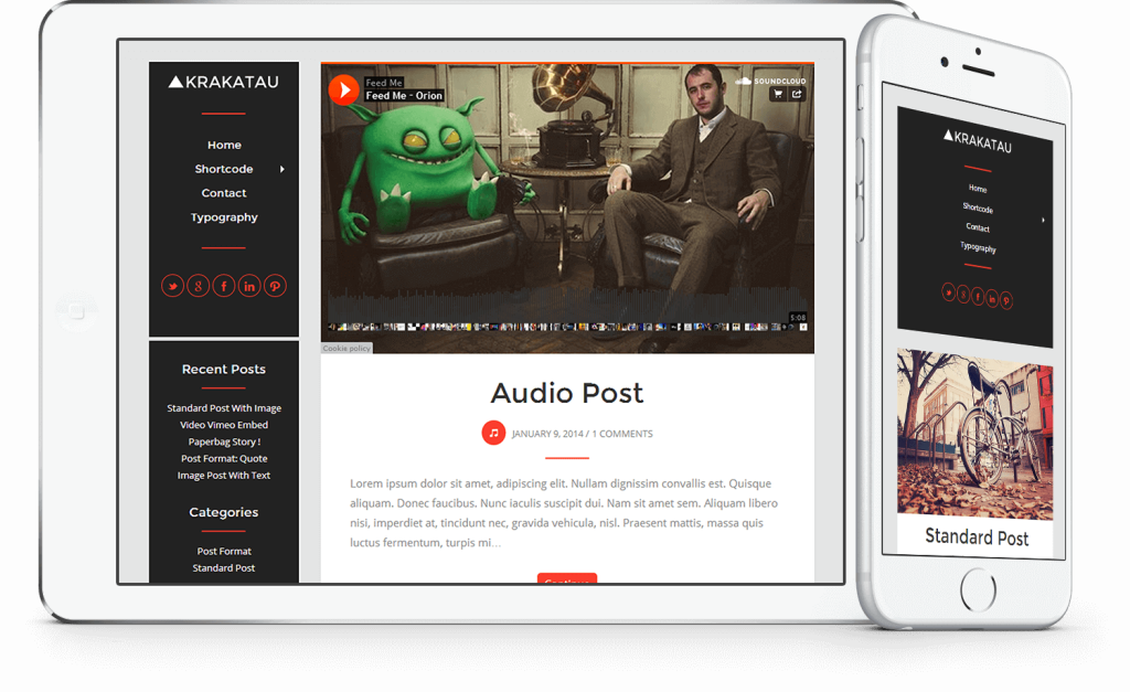 free wordpress video theme krakatau