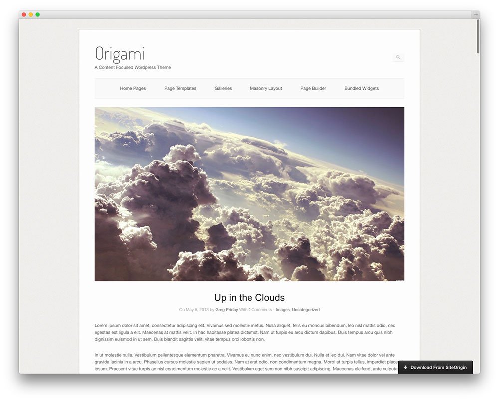 Photography WordPress Themes origami