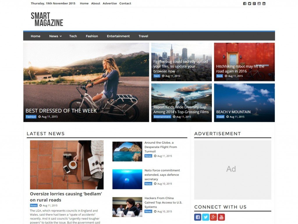 Free magazine wordpress themes Smart Magazine