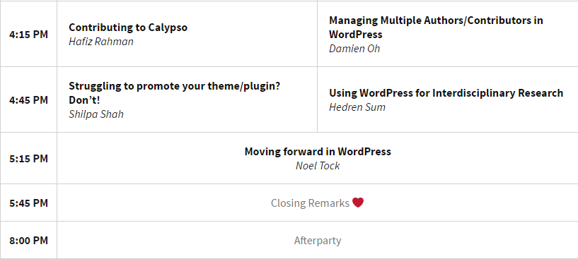 Schedule – WordCamp Singapore