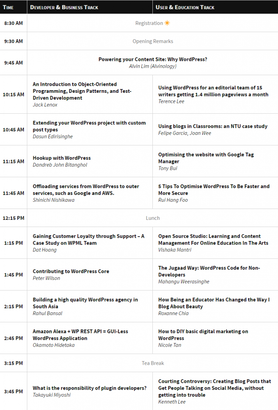 Schedule – WordCamp Singapore
